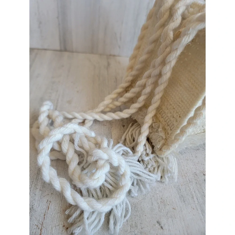 Plush crochet white hanging basket tassel unique home decor figure